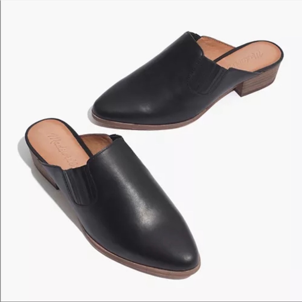 Madewell Alanna Leather Slip on Mule in Black size 10